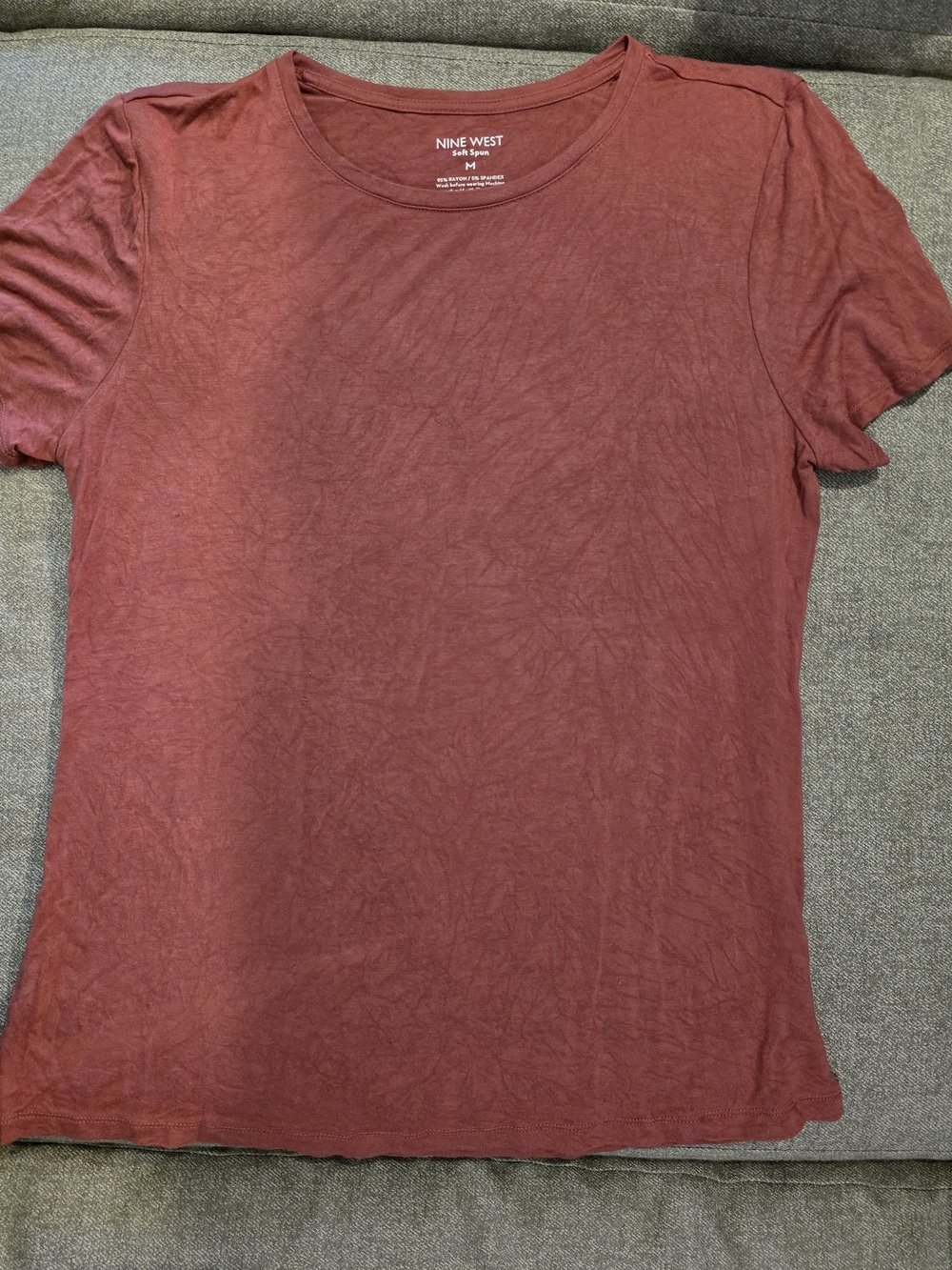 Nine West Women's Brick Red Crewneck Short Sleeve Tee